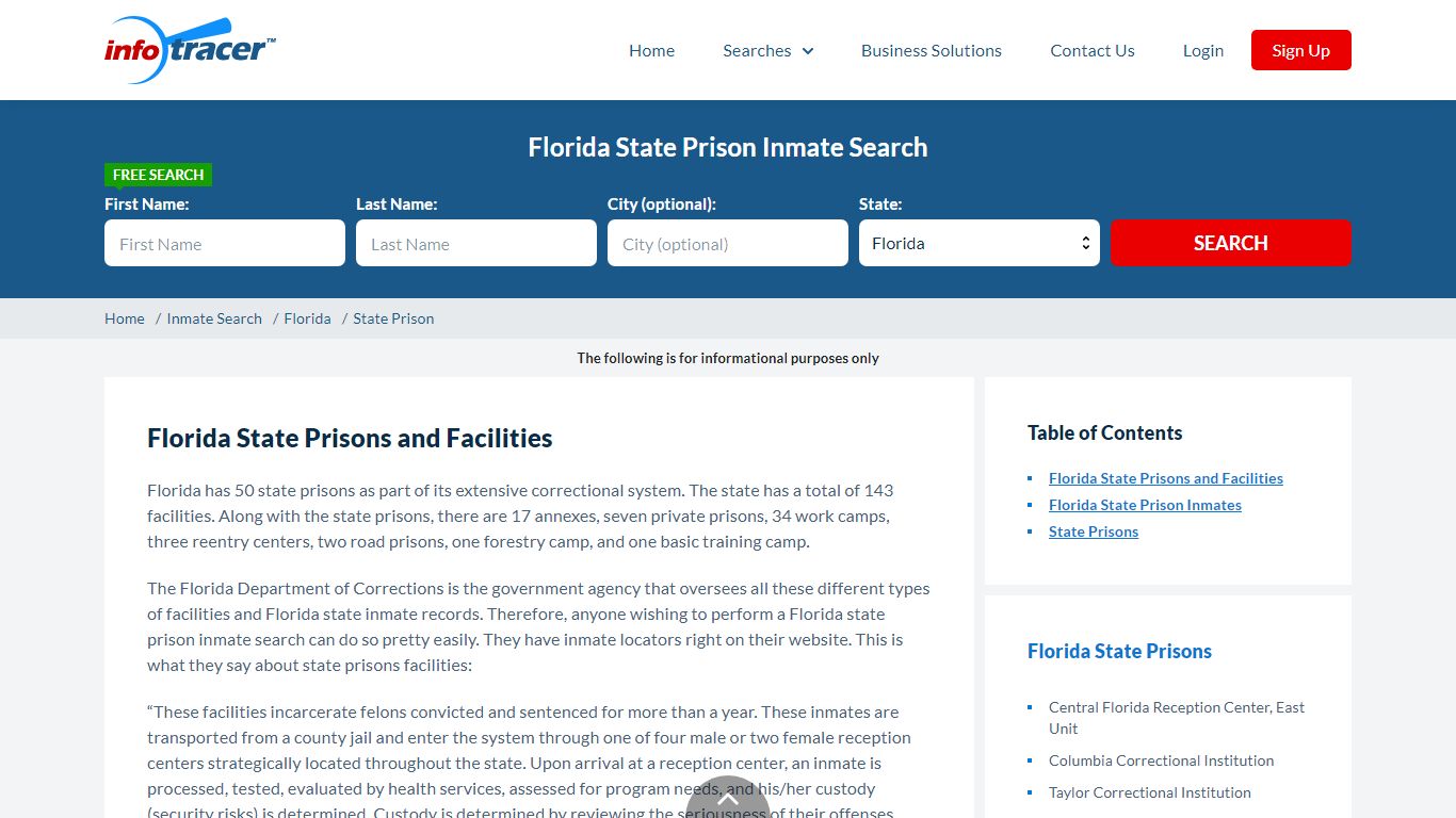 Florida State Prisons Inmate Records Search - InfoTracer